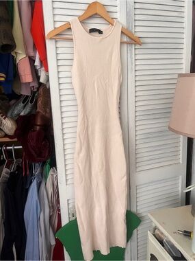 American Eagle Outfitters Sleeveless Ribbed Maxi Dress - Cream